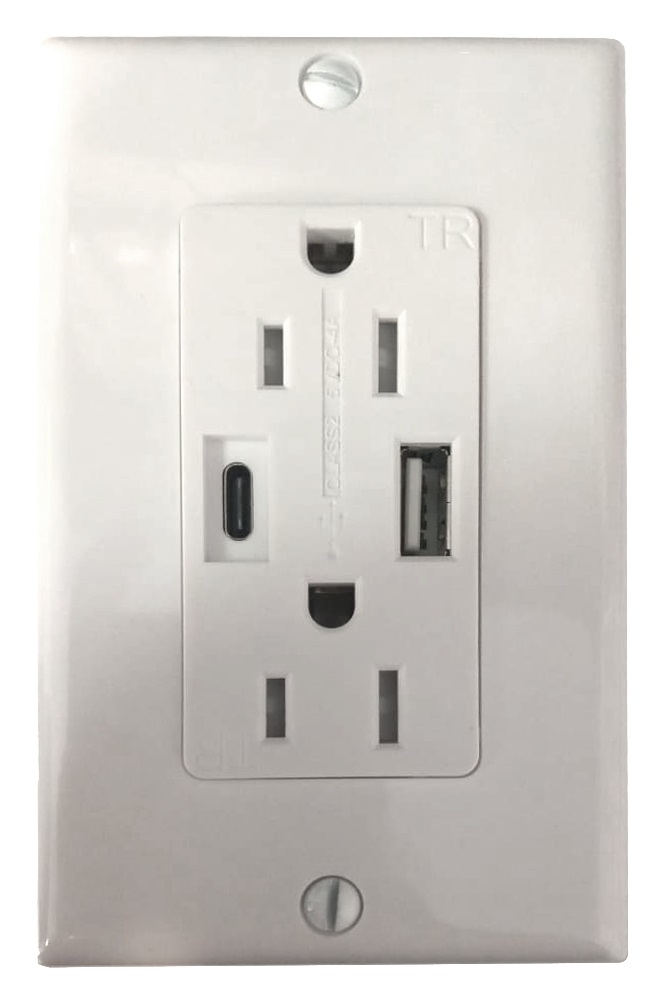 RECEPTACULO DUP TR+USB TIPO A/C+PLACA BC
